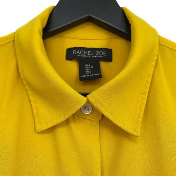 RACHEL ZOE Los Angeles New York Yellow Button Up Sleeveless Shirt Size L - Picture 8 of 16
